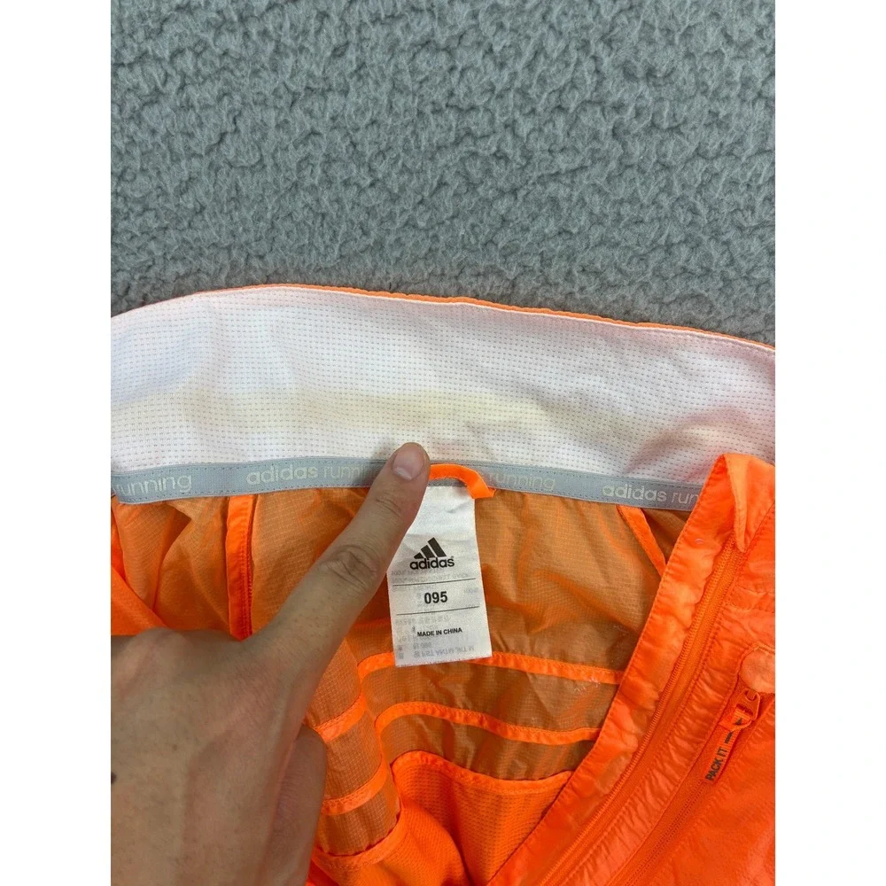 Adidas Adizero Pack It Running Windbreaker Jacket Mens M Orange Reflective